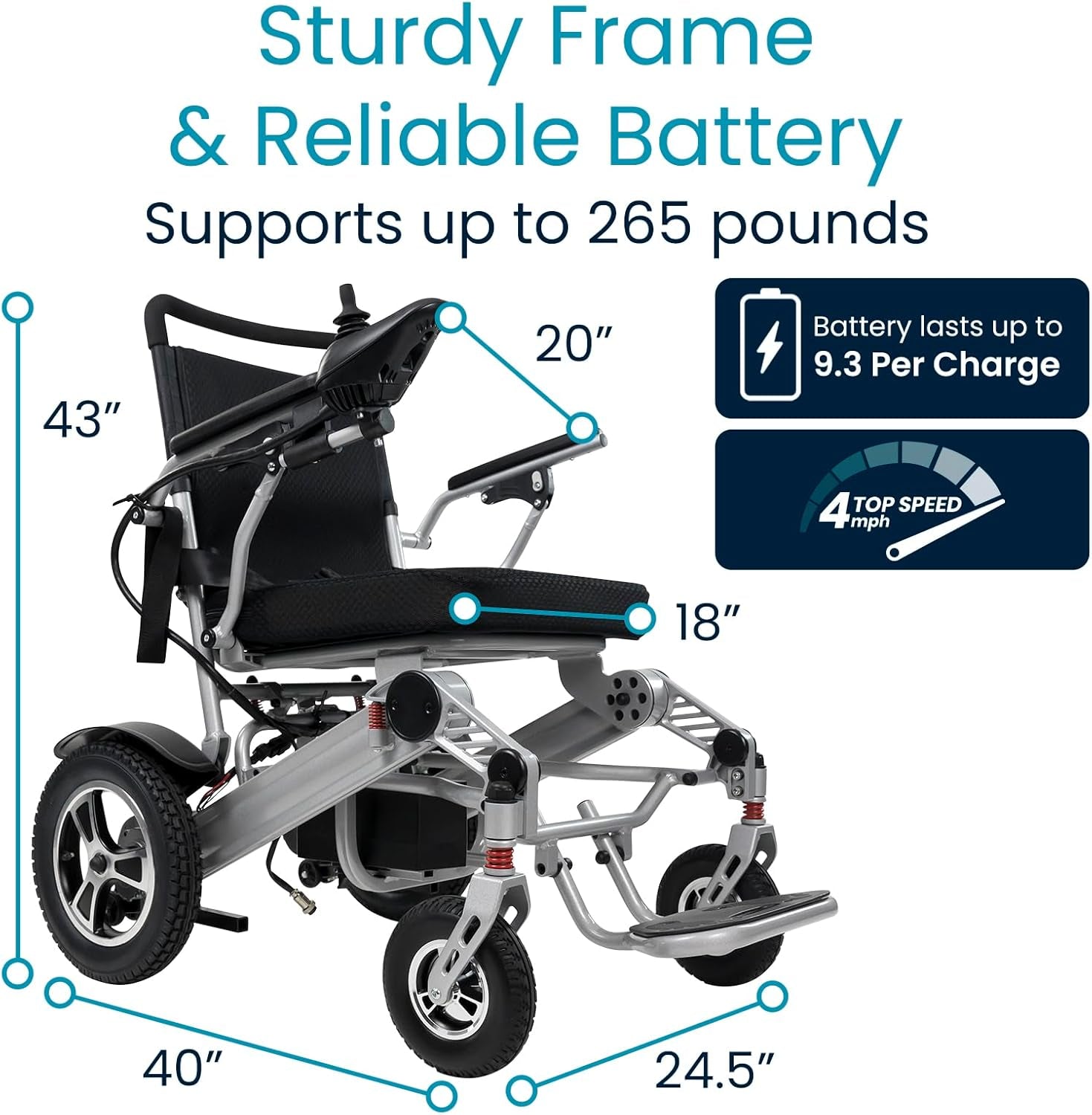 Folding Electric Wheelchair for Adults - Foldable Scooter Wheelchair - Accessories, Folding Power, Motorized, All Terrain Transport Travel Mobility Aid, Lightweight, Heavy Duty