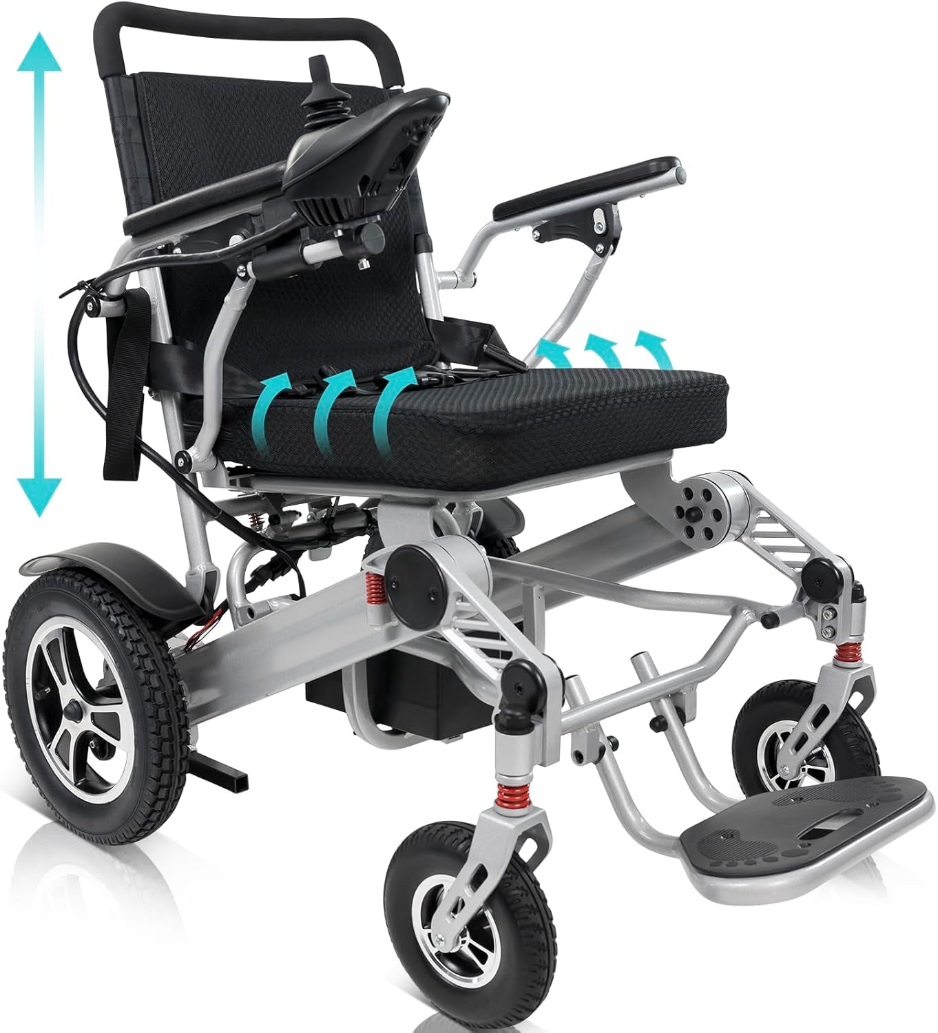 Folding Electric Wheelchair for Adults - Foldable Scooter Wheelchair - Accessories, Folding Power, Motorized, All Terrain Transport Travel Mobility Aid, Lightweight, Heavy Duty