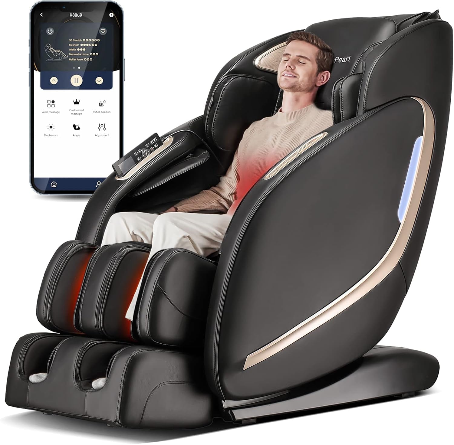 SL Track Massage Chair, Zero Gravity Massage Chairs Full Body with APP, Waist and Calf Heat, Thai Stretch, Body Scan, Shortcut Key, Bluetooth, Shiatsu Massage Recliner (Black)