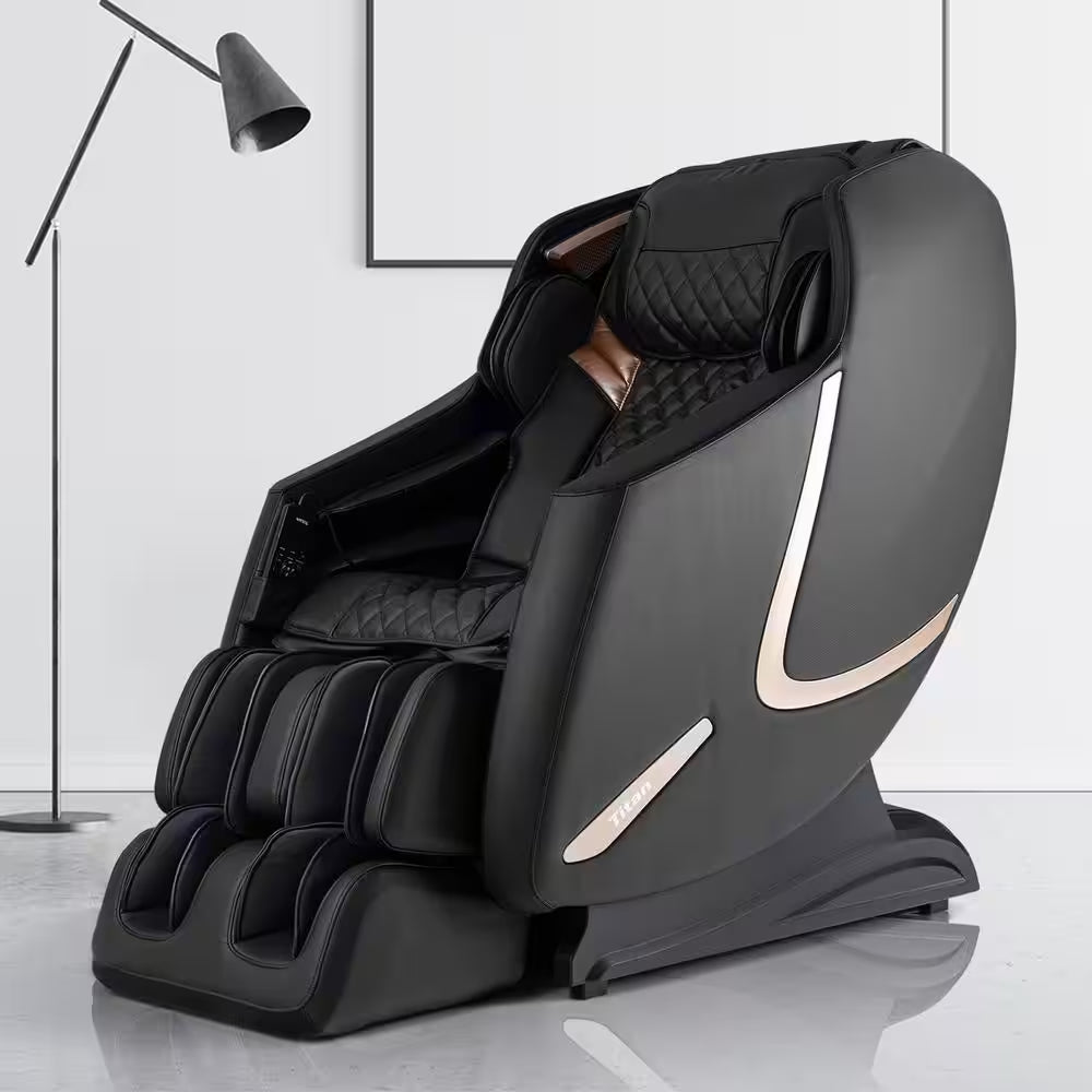 Prestige Series Black Faux Leather Reclining 3D Massage Chair with Foot Rollers and Heated Seat