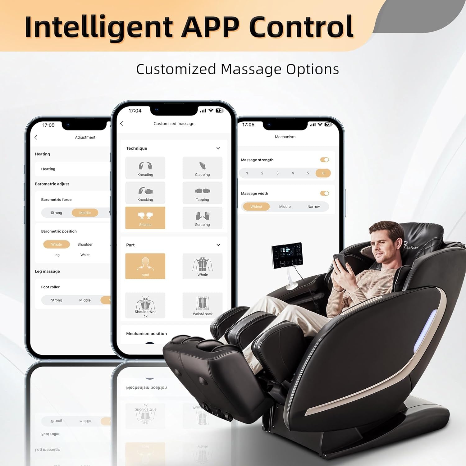 2025 Massage Chair, 4D Full Body Zero Gravity Massage Chairs with APP, SL Track Shiatsu Stretch Massage Recliner Chair with Electric Footrest, Heat, Foot Rollers, Body Scan(Black)