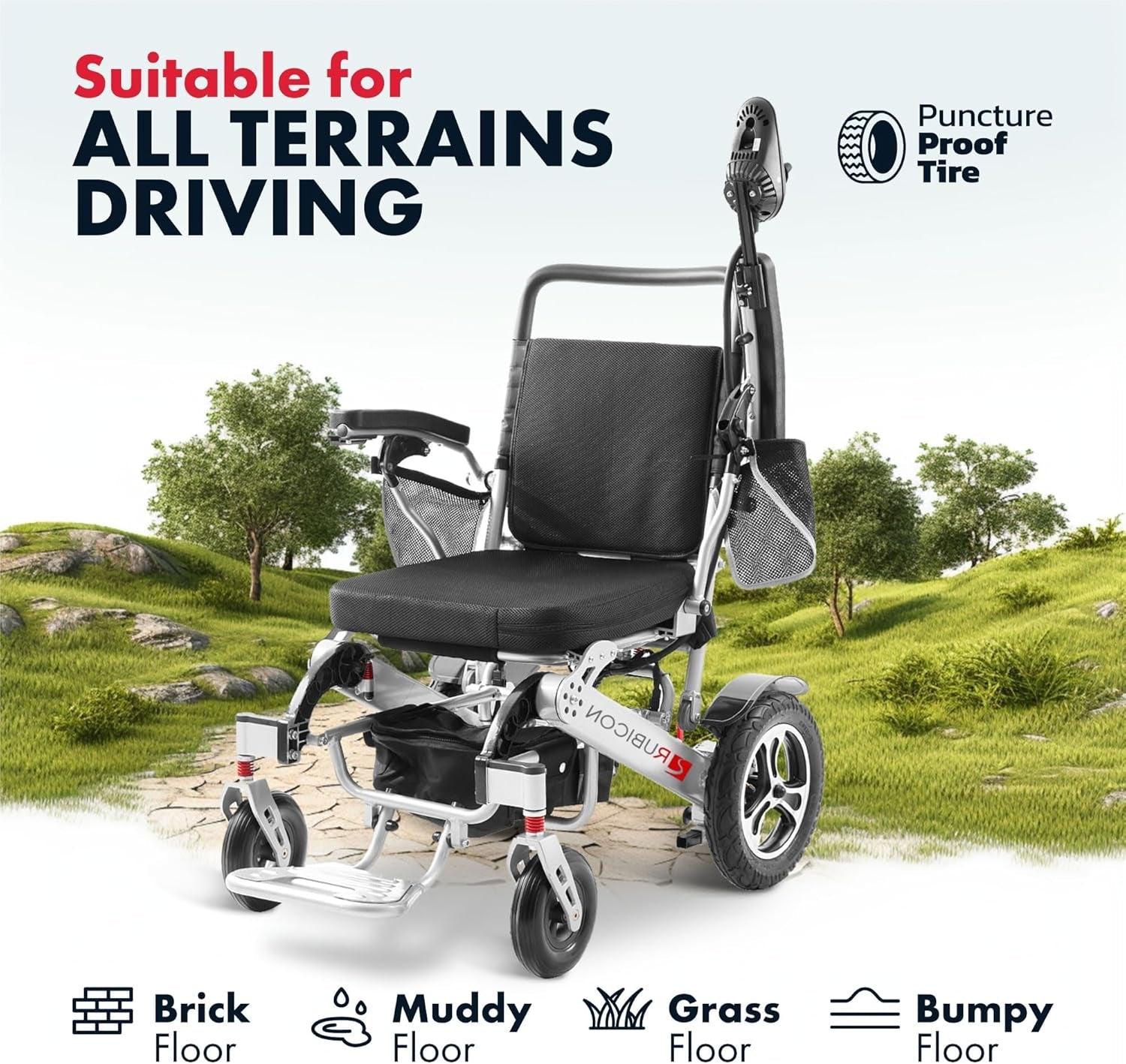 DX17 Automatic Foldable Electric Wheelchairs for Adults - Deluxe One Click Fold and Unfold - Super Horse Power (600W Motor Power) - Longest Range (Up to 25Miles with 2X12Ah Dual Battery)