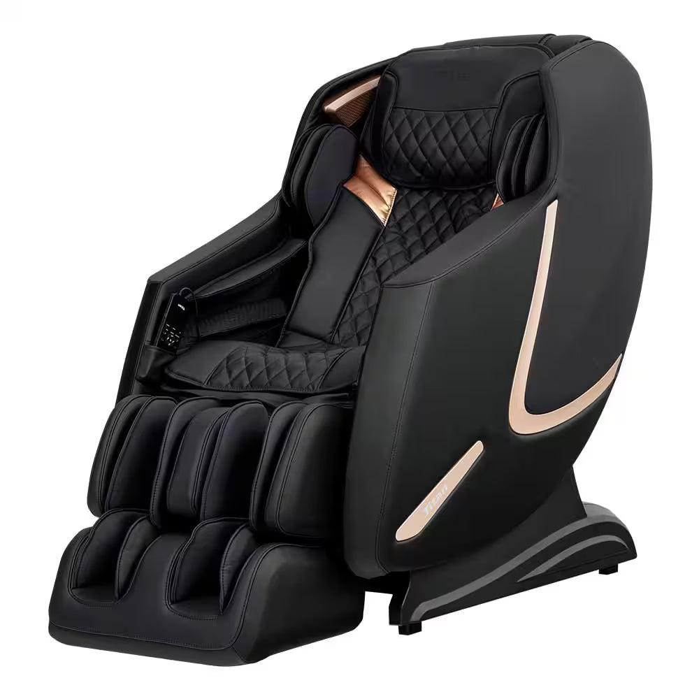 Prestige Series Black Faux Leather Reclining 3D Massage Chair with Foot Rollers and Heated Seat