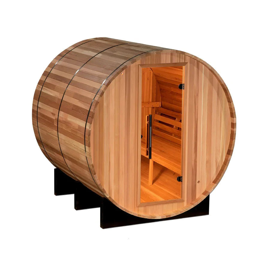 Uppsala Edition 4 Person Traditional Barrel Steam Sauna - Canadian Red Cedar