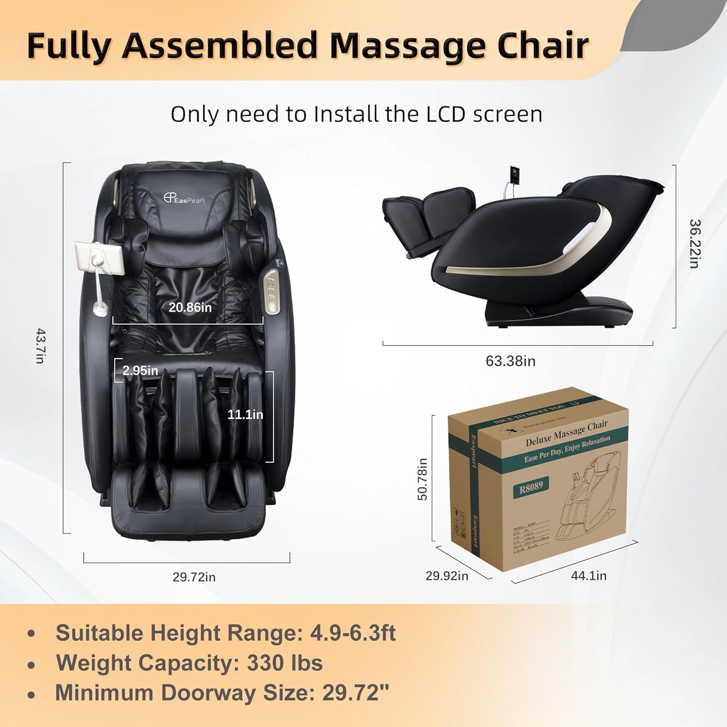 2025 Massage Chair, 4D Full Body Zero Gravity Massage Chairs with APP, SL Track Shiatsu Stretch Massage Recliner Chair with Electric Footrest, Heat, Foot Rollers, Body Scan(Black)