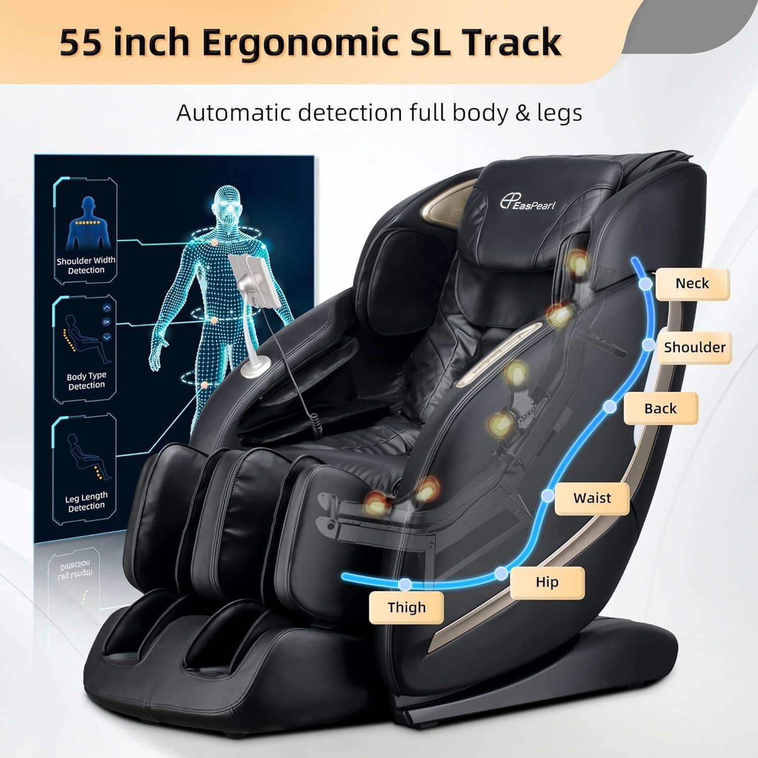 2025 Massage Chair, 4D Full Body Zero Gravity Massage Chairs with APP, SL Track Shiatsu Stretch Massage Recliner Chair with Electric Footrest, Heat, Foot Rollers, Body Scan(Black)