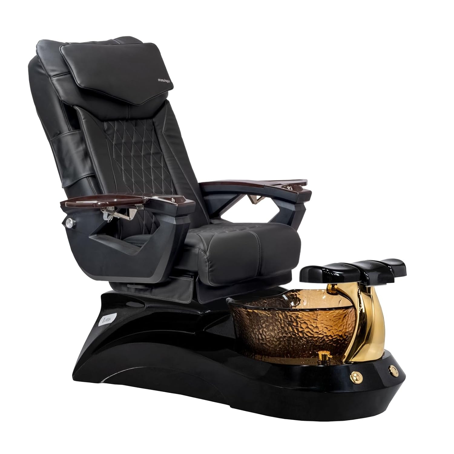 Shiatsulogic Pedicure Chair 18 LX with Discharge Pump, Pipe-Less Magnetic Jet Pedicure Spa, Black-Gold Lotusii Tub, Black Coverset