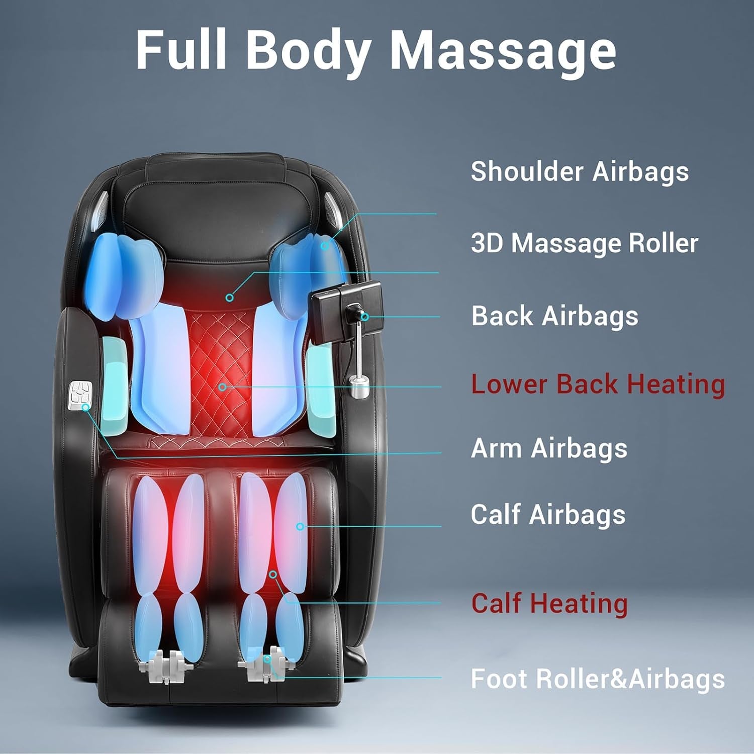 Massage Chair, Full Body Zero Gravity SL Track Shiatsu Massage Chairs with Calf Heating, Thai Stretch, M1612 Black