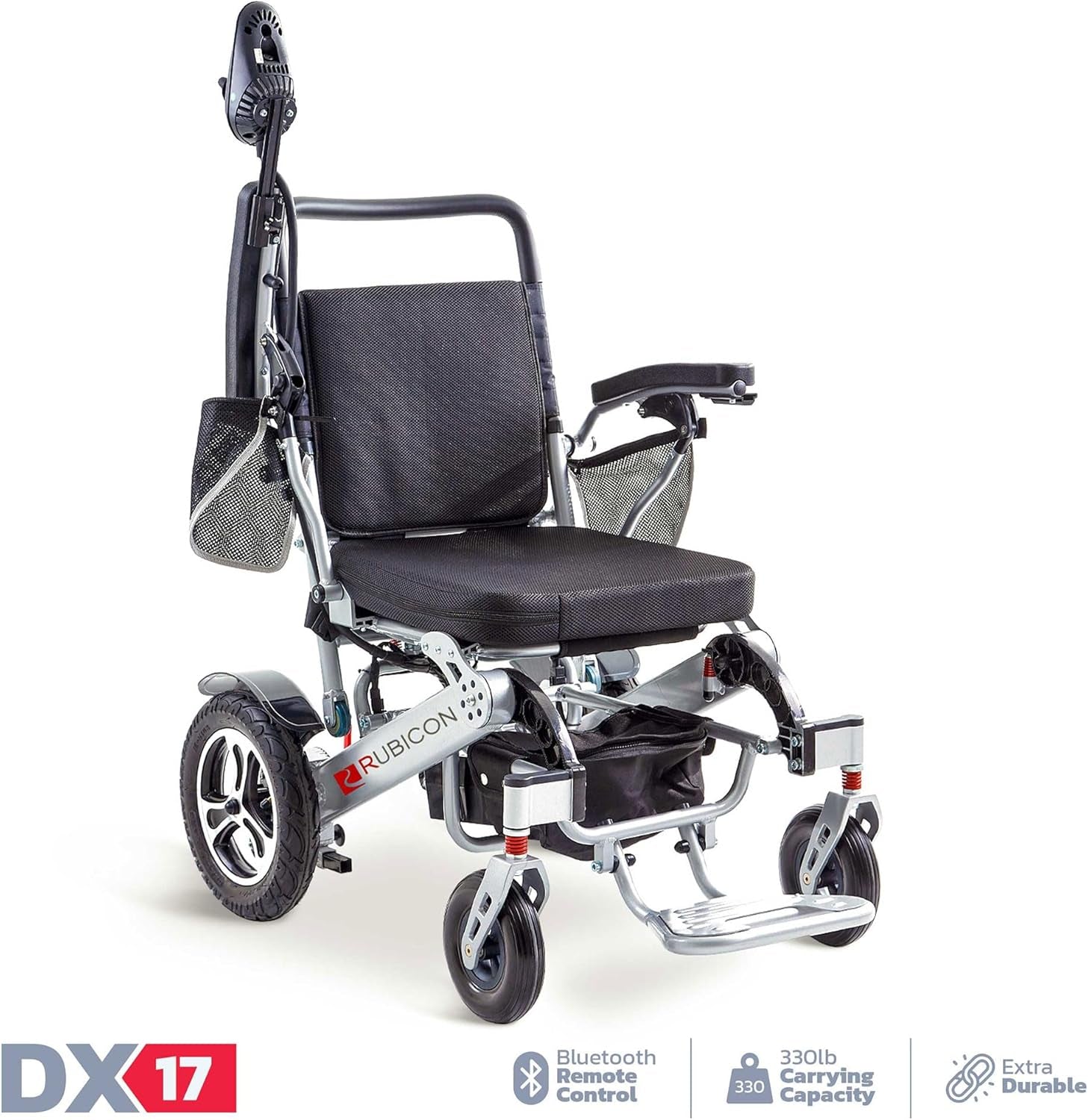 DX17 Automatic Foldable Electric Wheelchairs for Adults - Deluxe One Click Fold and Unfold - Super Horse Power (600W Motor Power) - Longest Range (Up to 25Miles with 2X12Ah Dual Battery)